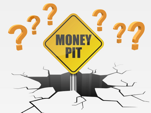 Money Pit Sign with question marks