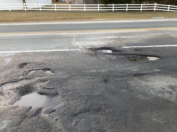 Potholes on the road