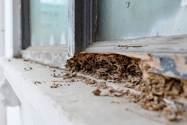 Termite damage to window