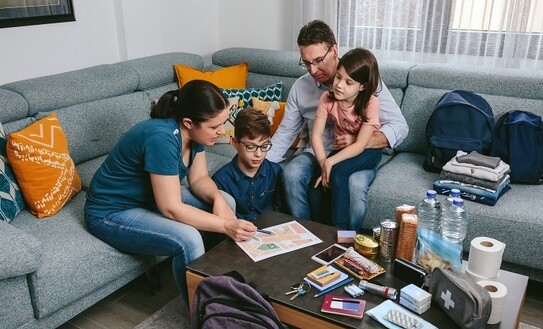 family sitting together planning for emergency-1