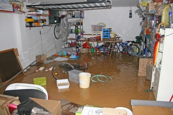 flooded basement with brown water