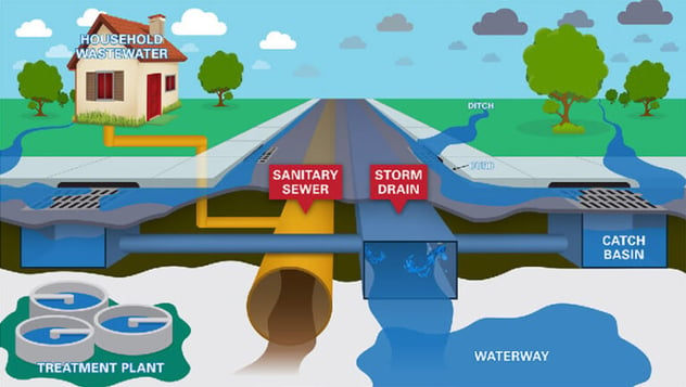 storm drains-vs-sanitary drains illustration