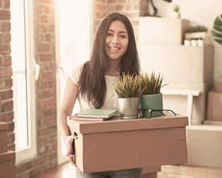 young lady moving into apartment 